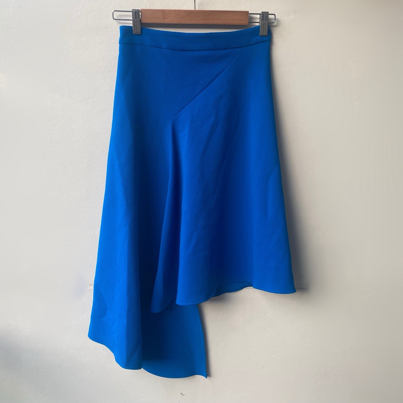 Sheike Size 6 Skirt MIDI Blue Asymmetric Petite Women’s Cocktail Casual Elastic