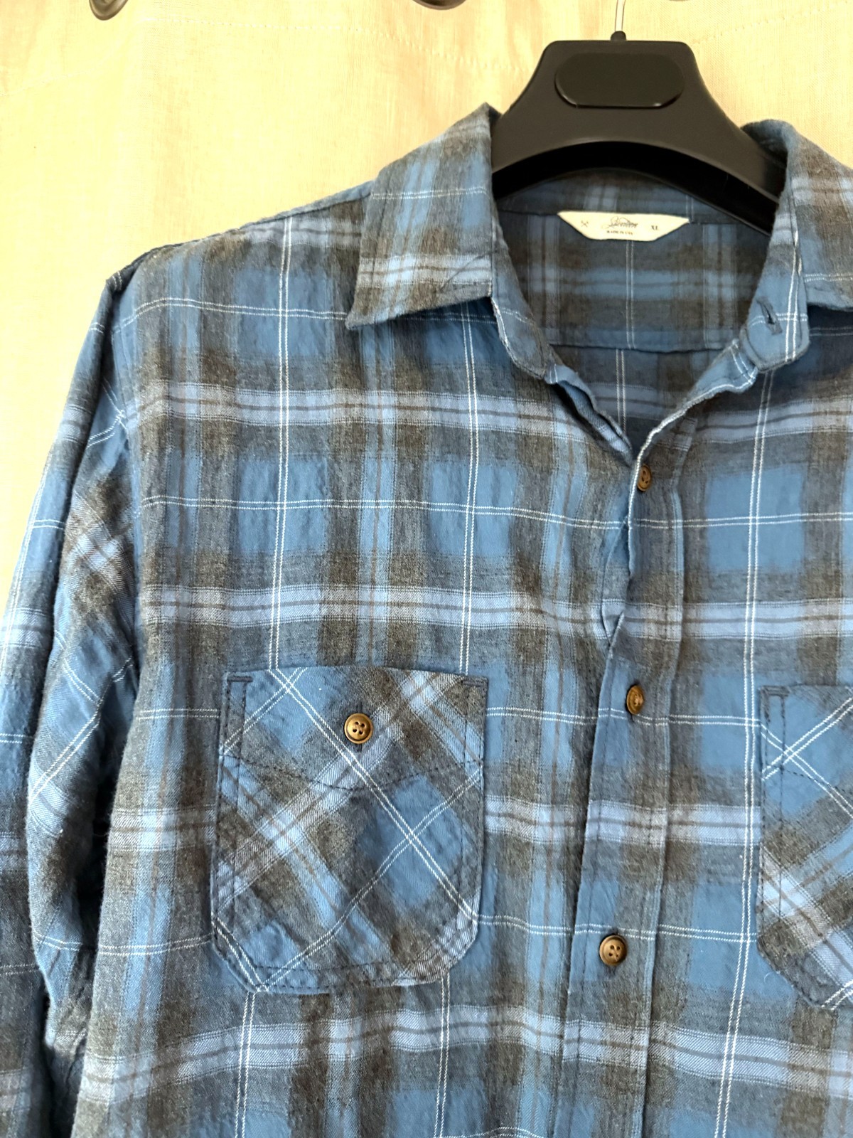 3sixteen – Lightweight Plaid Shirt – Blue Grey Black Check – XL – Made in USA