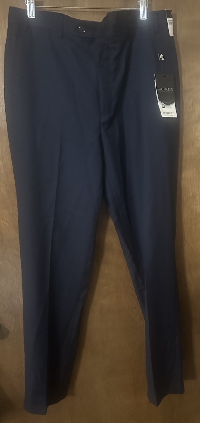 NWT Ralph Lauren Navy Reg. Classic Fit Suit Trouser Men Pants Slacks 36×34 L#EB5
