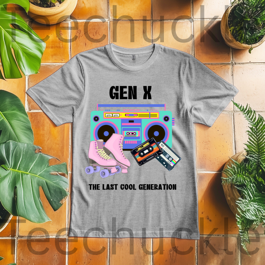 Retro 80s Gen X Boombox Black Shirt, The Last Cool Generation Dark Tee, Vintage