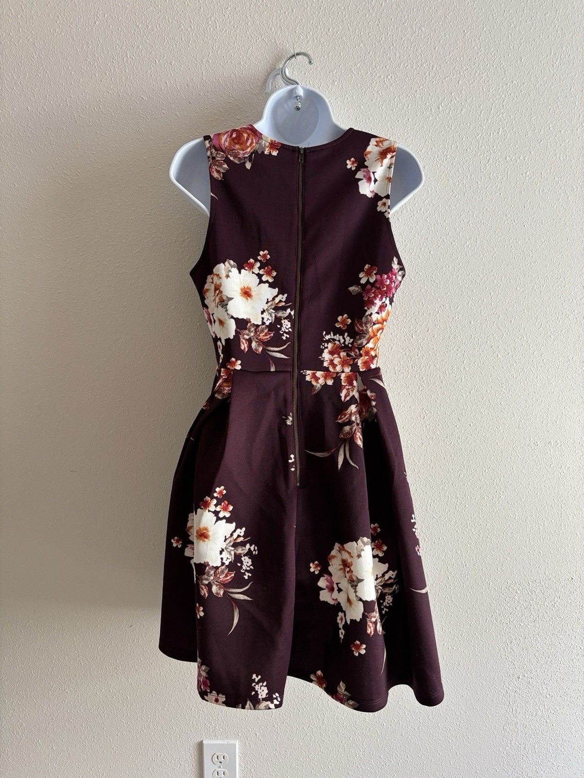 Altar’d State Plum Floral Pleated Fit & Flare Dress Large Boho Romantic