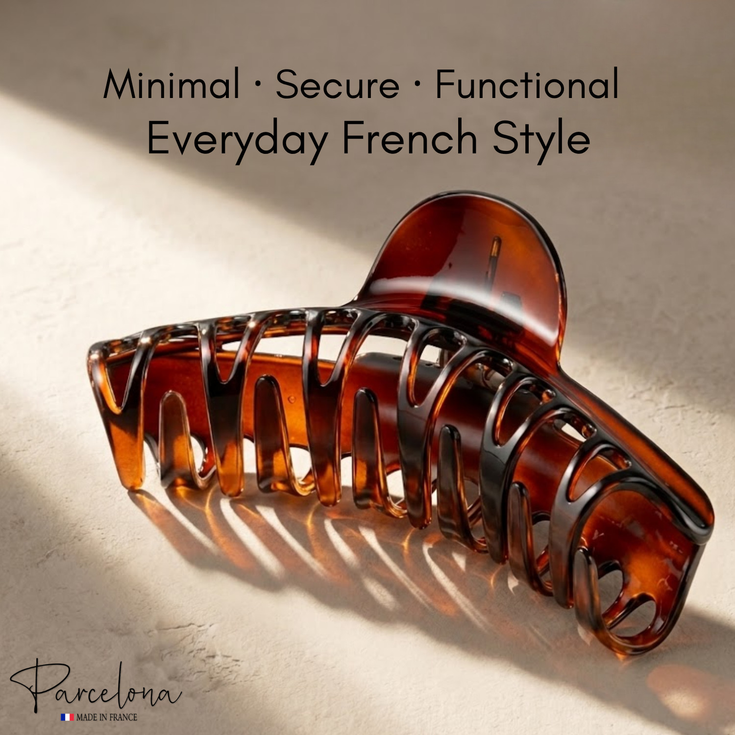 Parcelona French Curvy Large 5 Inches Long Celluloid Tortoise Shell Hair Claw