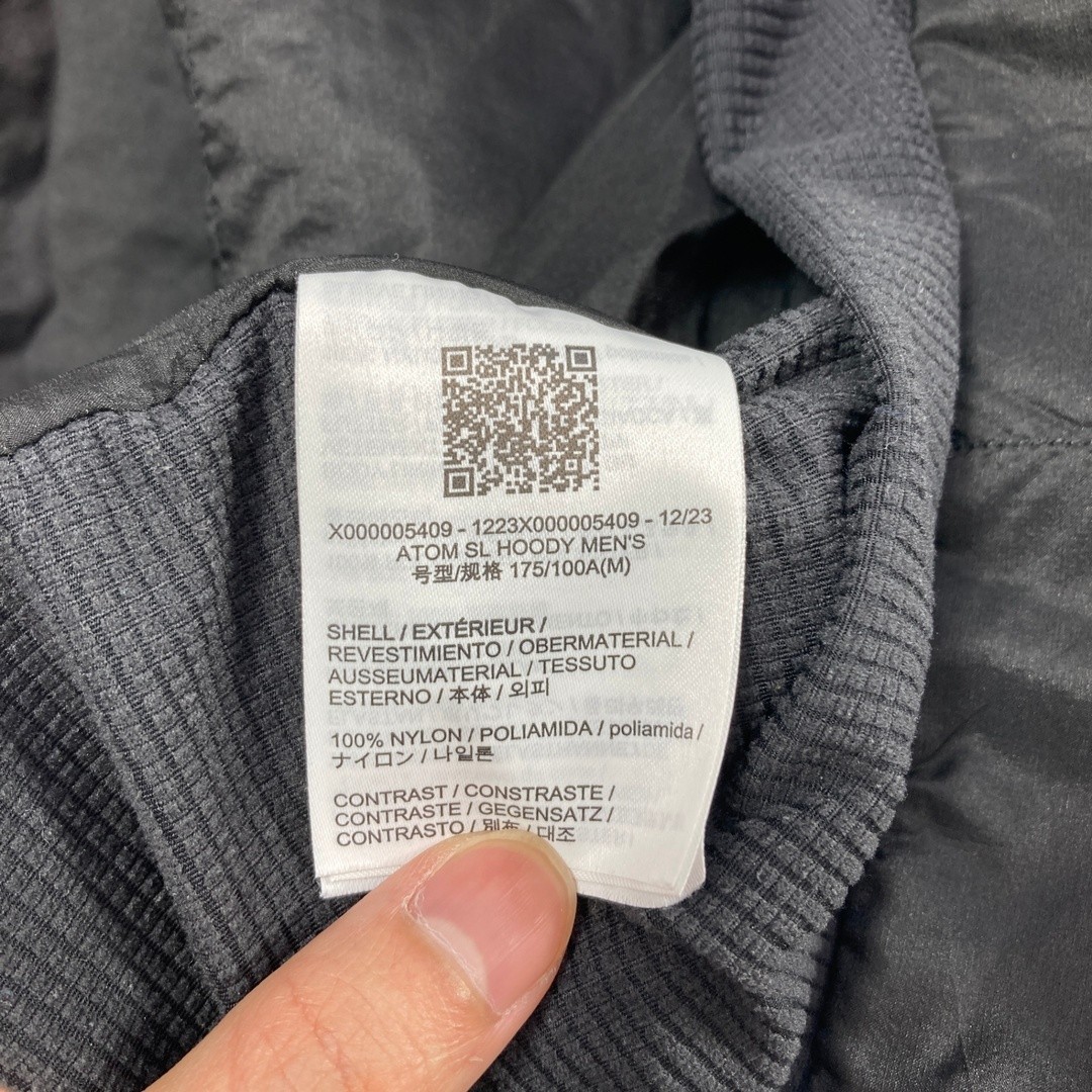 Men’s M Black Arcteryx Atom SL Hoody Synthetic Down Wear Top Outer Used 2NDG-0