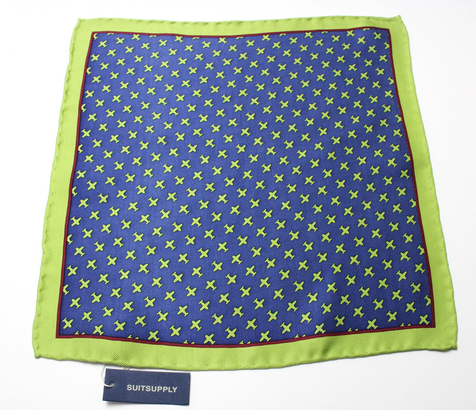 SUITSUPPLY Handkerchief Mens One Size Pure Silk Airplane Graphic Pocket Square