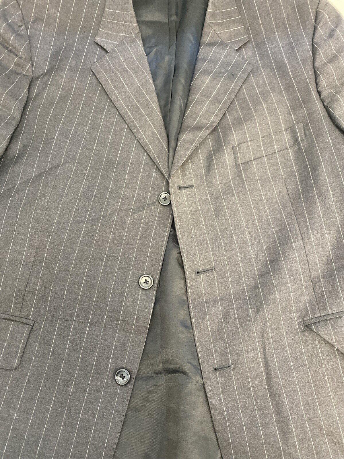 Baroni Men’s Dark Gray Striped Super 150’s Wool Blazer 46S $495 Three Button