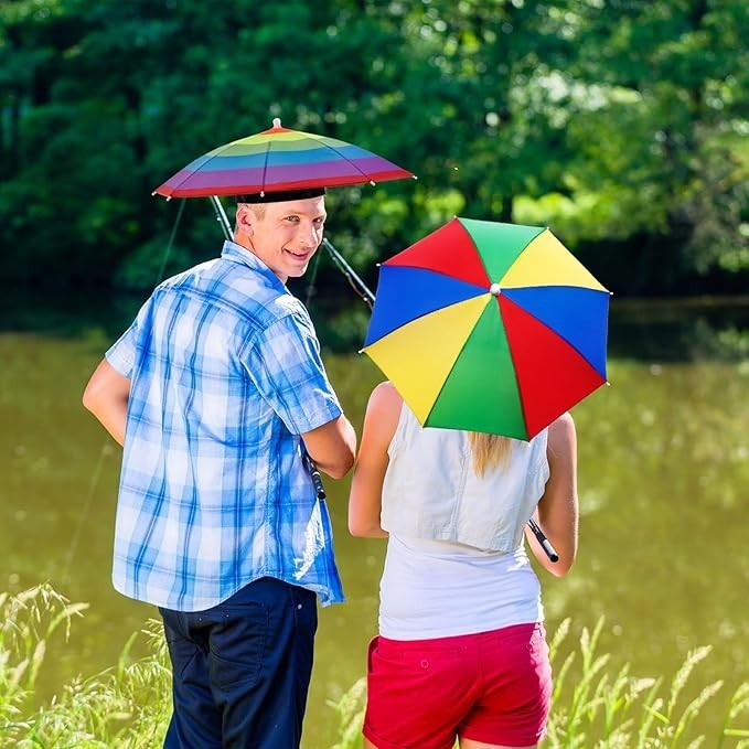 3 Pieces Rainbow Umbrella Hats Camouflage Fishing Cap Beach Umbrella Headband