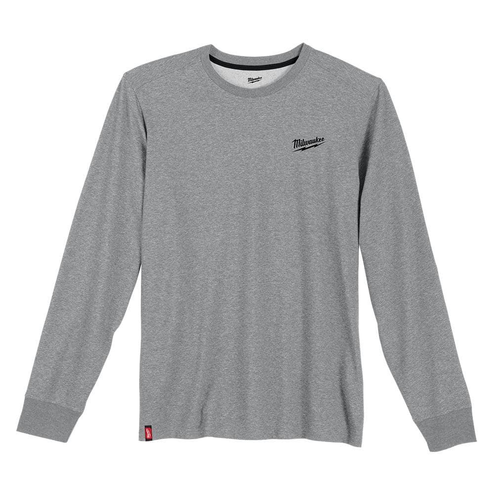Milwaukee Men’s Large Gray Cotton/Polyester Long-Sleeve Hybrid Work T-Shirt