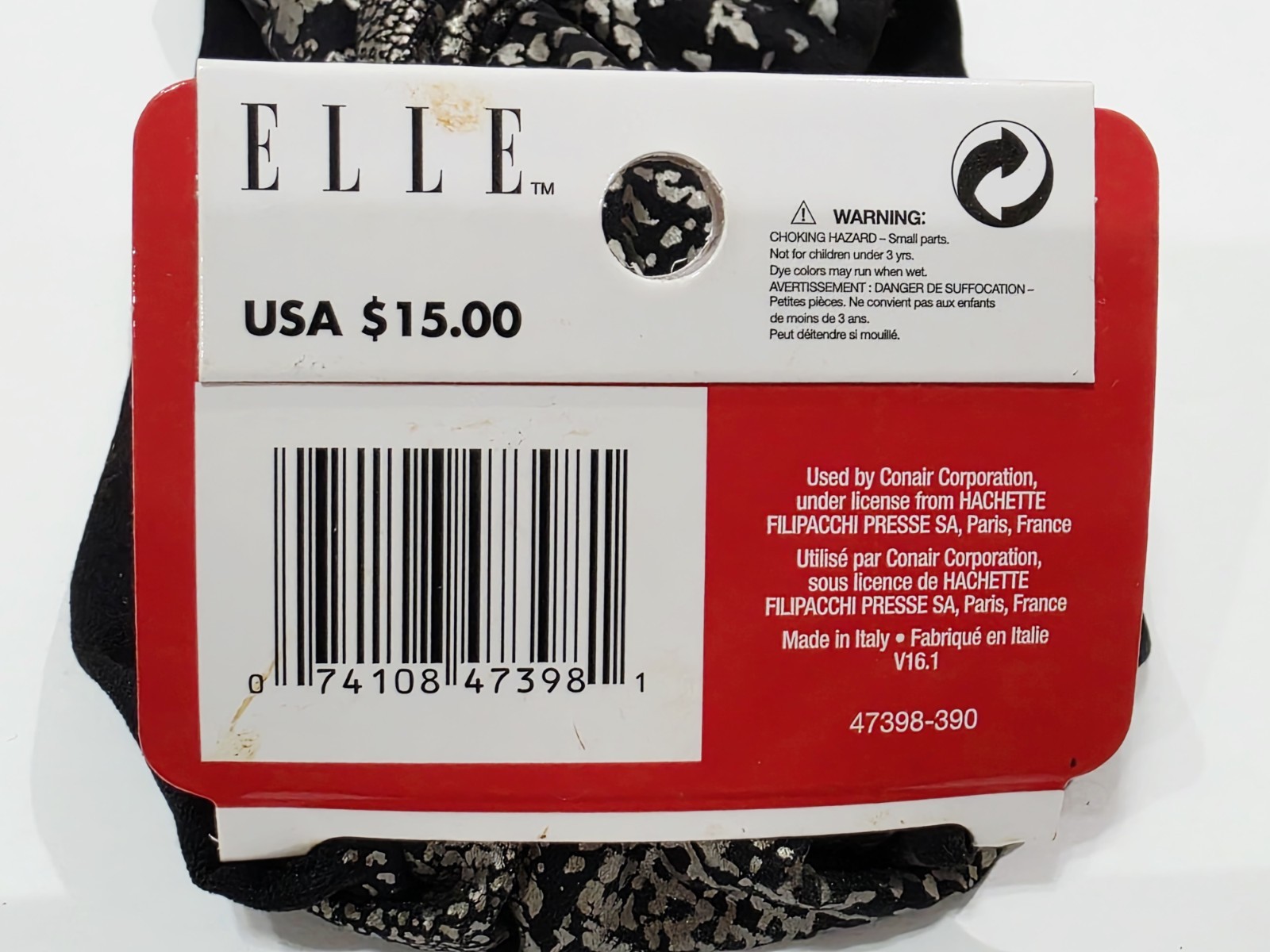 Elle Conair 47398 BLACK 100% Polyamide Headwrap Stretch Elastic Hair Bandeau New