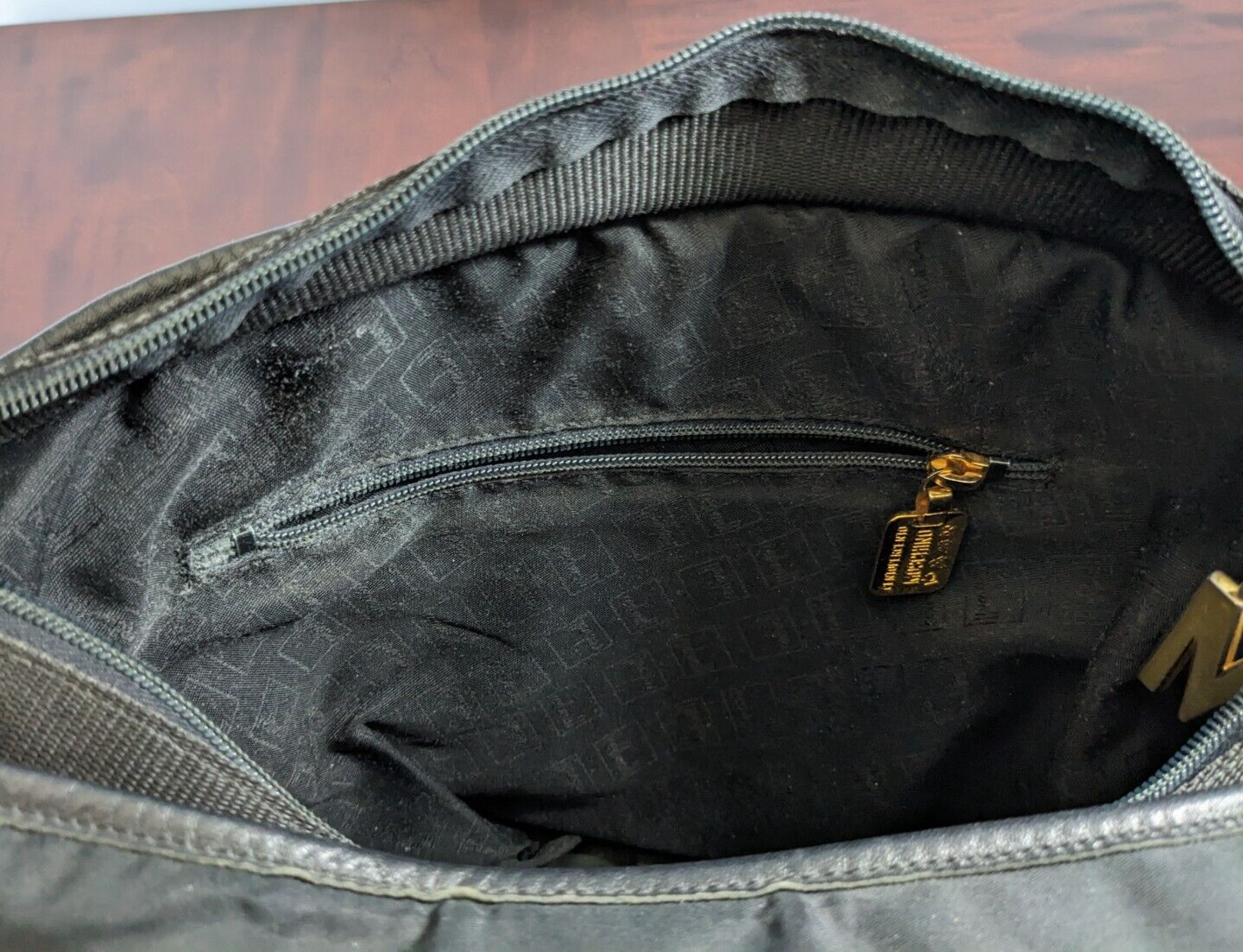 Vintage MOSCHINO by Redwall Black Nylon Crossbody Bag w/ Leather Trim