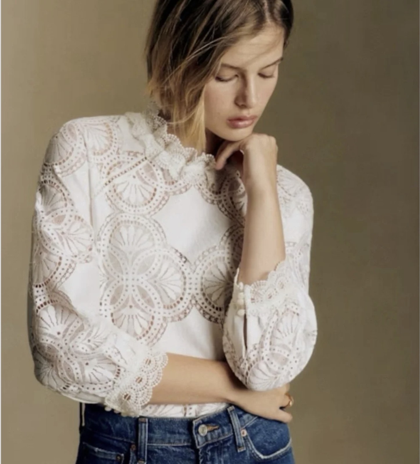 Sezane Bianca Blouse Écru. – Size 42 – NEVER WORN