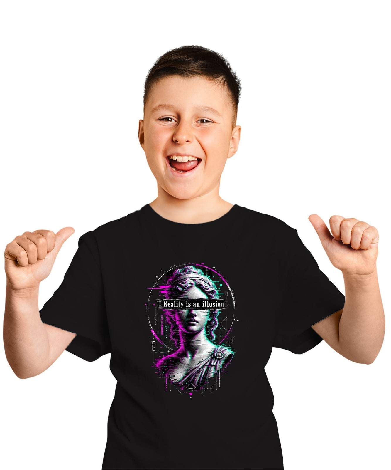 Reality is an illusion Glitch Greek Bust Vaporwave Unisex Kids T-Shirt
