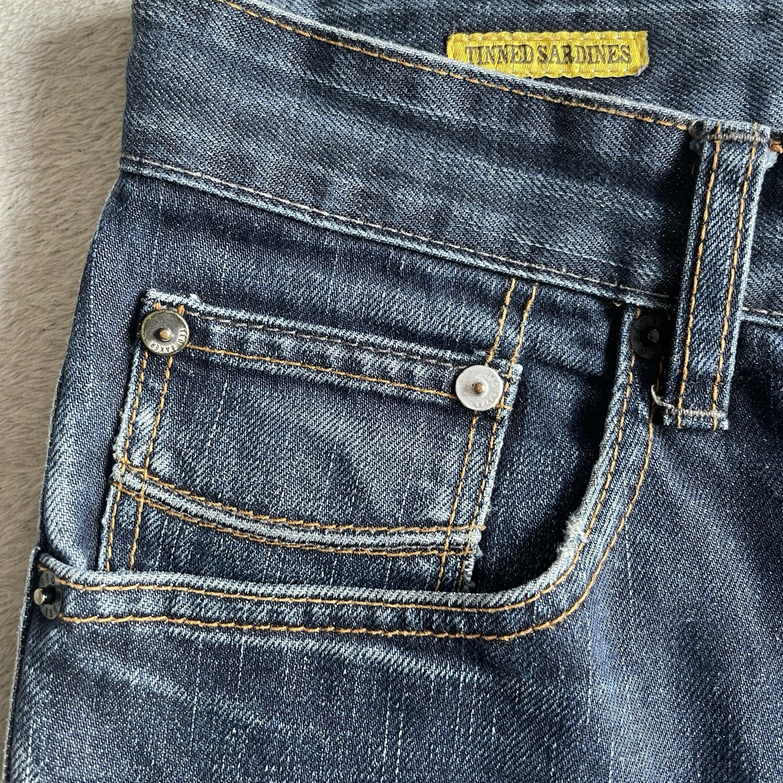Ted Baker Tinned Sardines Denim Shorts Mens Waist 30 Blue Rolled Hem Preloved