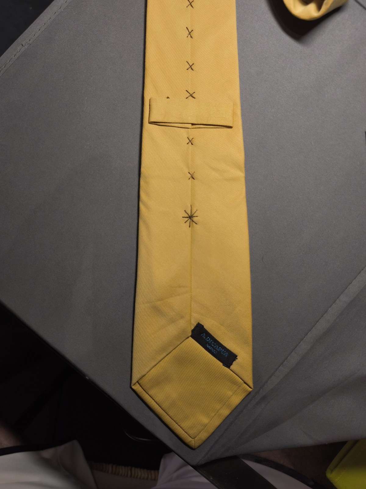 A. Di Capua Napoli – Mustard Yellow Solid Cotton Tailored Tie