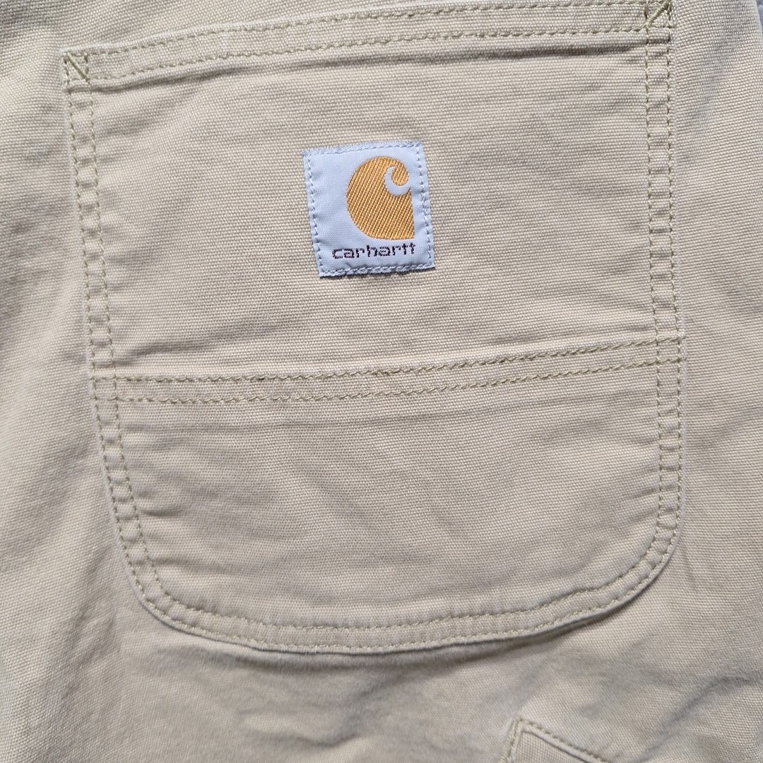 Carhartt Rugged Flex Relaxed Fit Canvas Pants Mens 38×30 Beige Work Wear Cargo