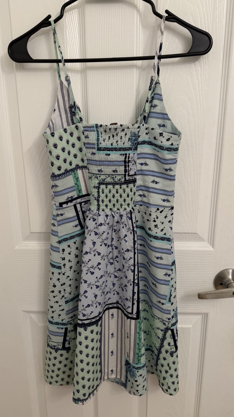 LOFT Petite Floral Patchwork Print Sundress XXSP NWOT Shades of Blue & Green