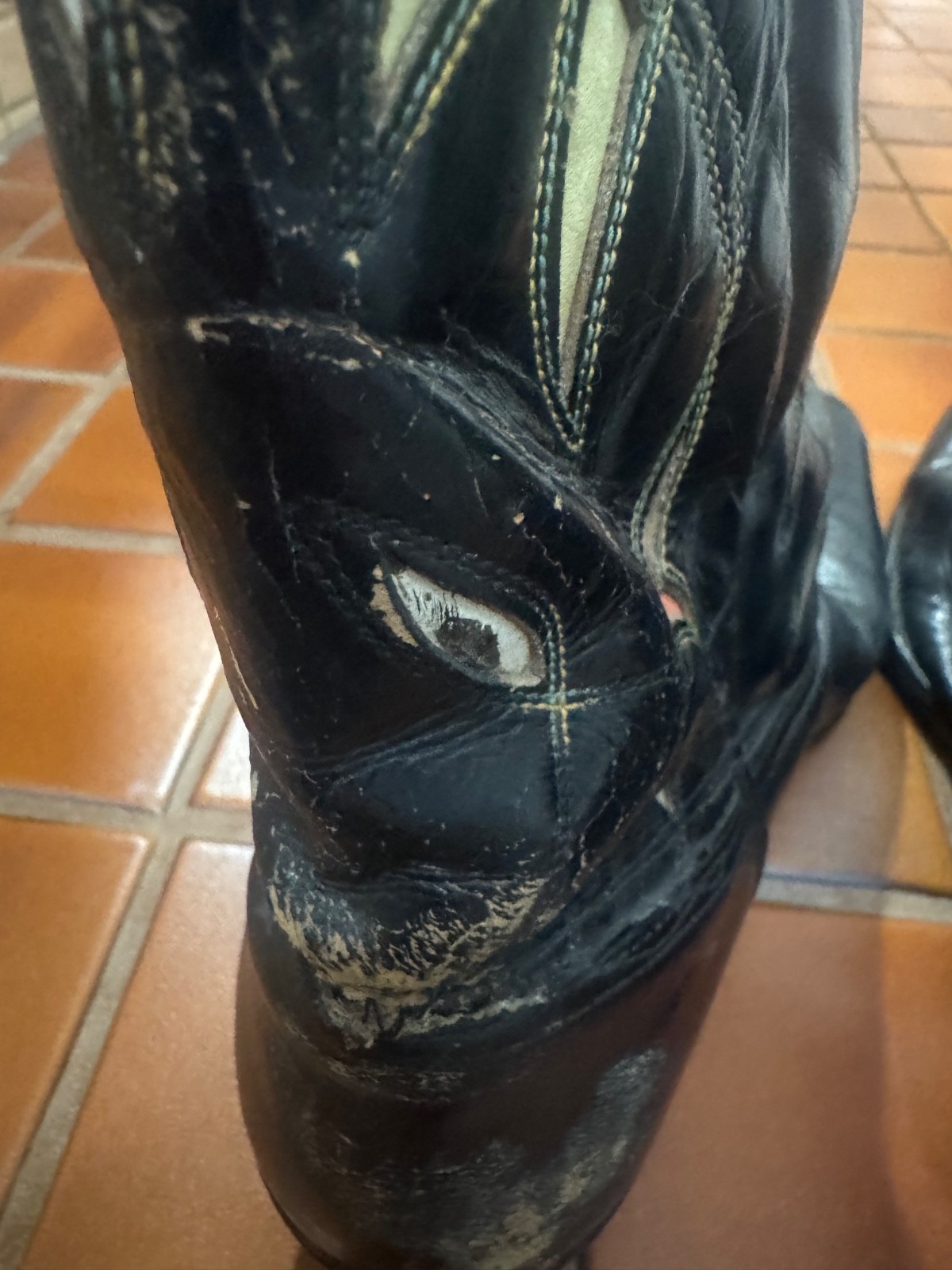Vintage ACME Cowboy Boots 1940s 50s Black Leather Inlay Shorty Pee Wee