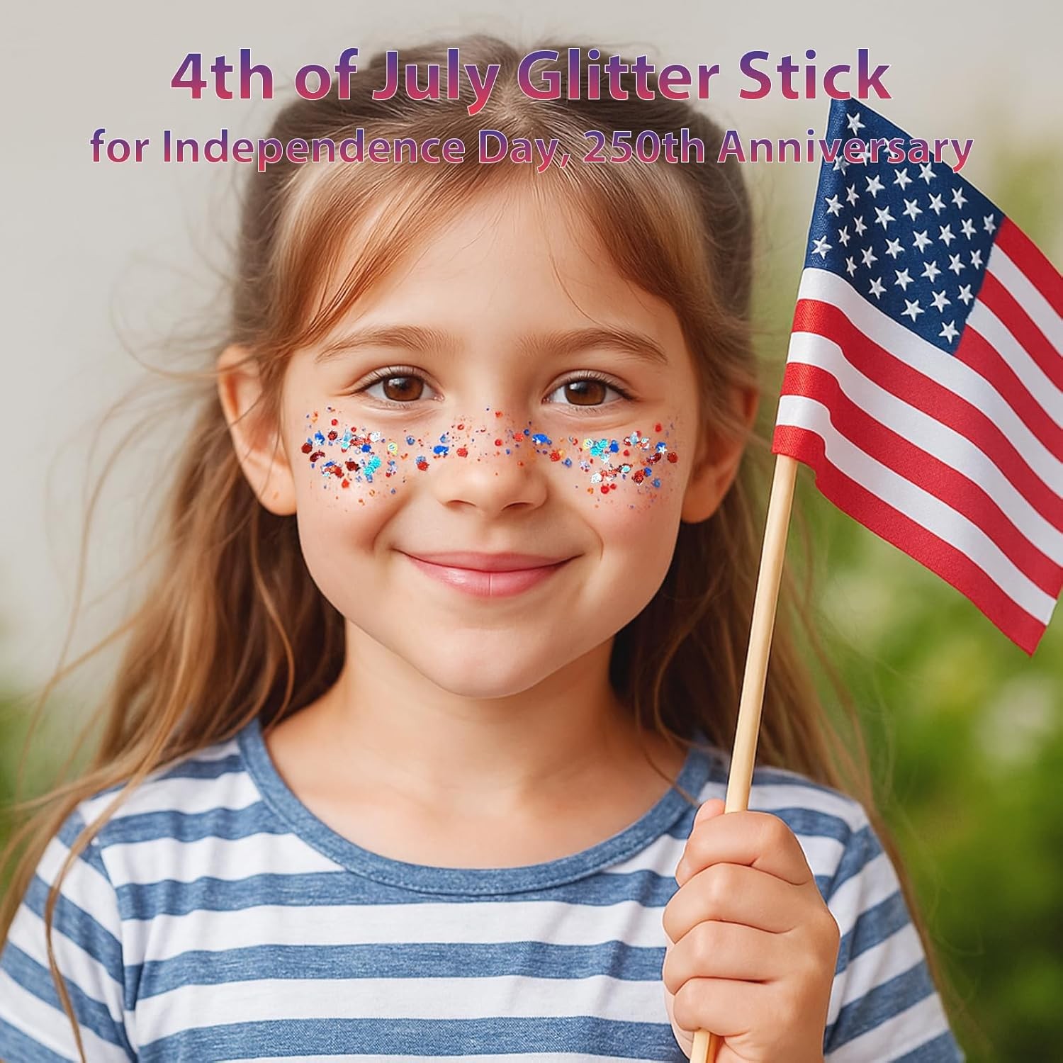 Patriotic Red White and Blue Body Glitter Stick,4Th of July Accessories,Sparklin