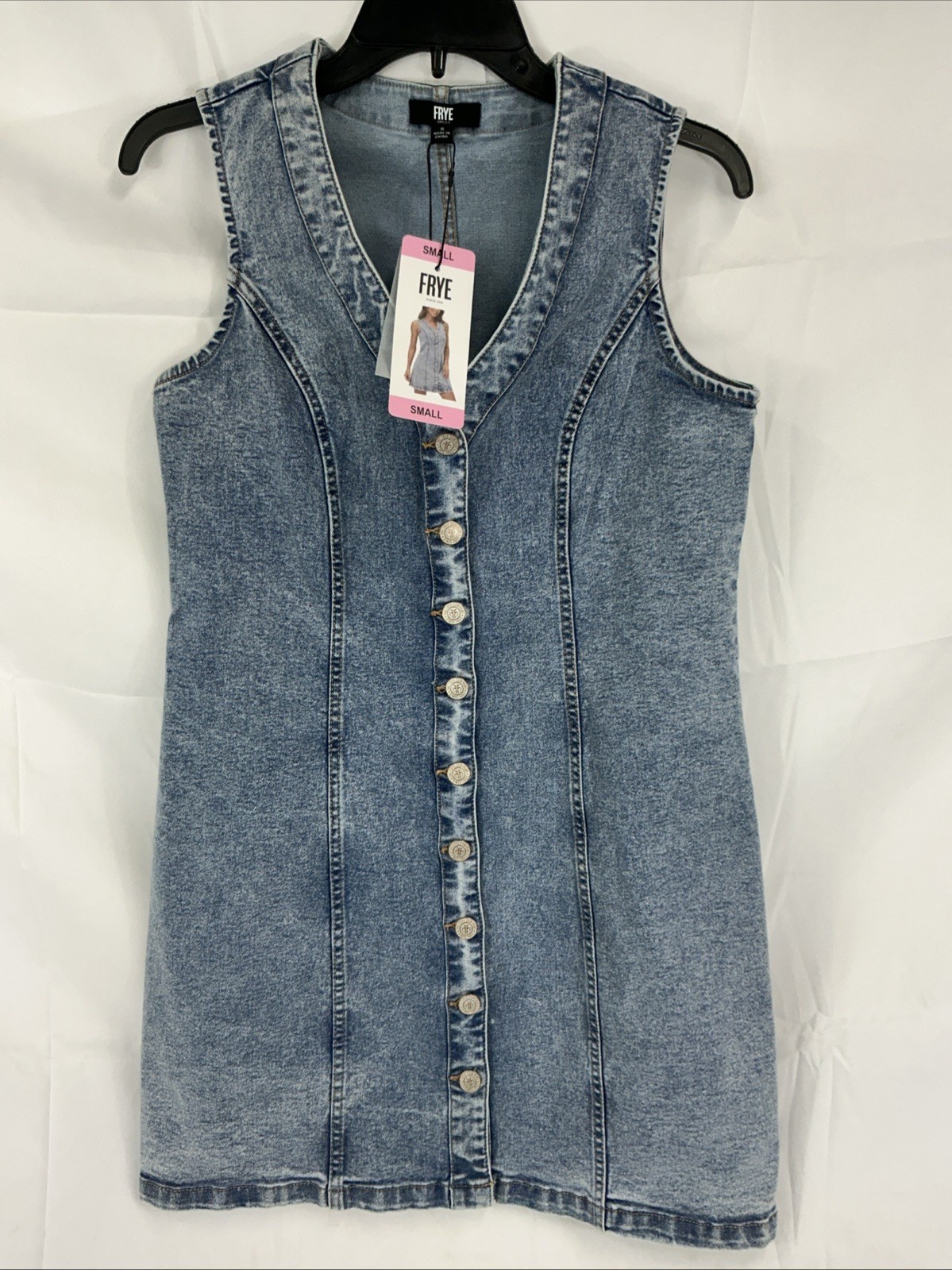 NWT Frye Small Sleeveless Denim Mini Dress Light Wash