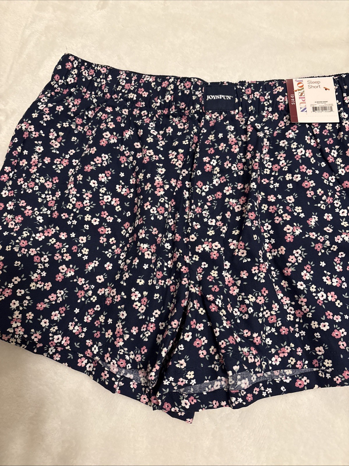 Joyspun Sleep Shorts Pajama Bottoms Dark Blue Floral Cotton Small S Size 4 6 NWT