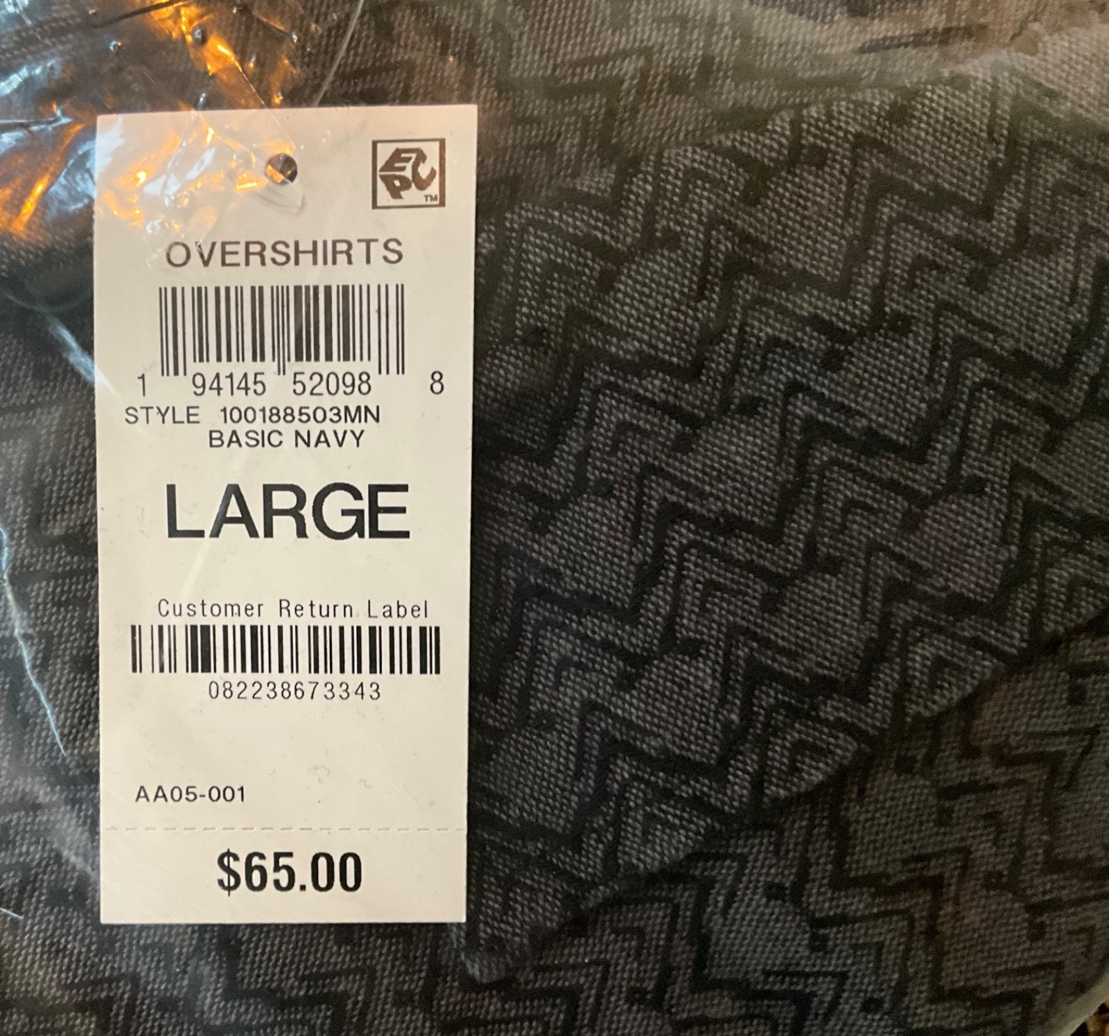 Sun + Stone Men’s Textured Overshirt Shirt/Jacket Gray and Black – Large