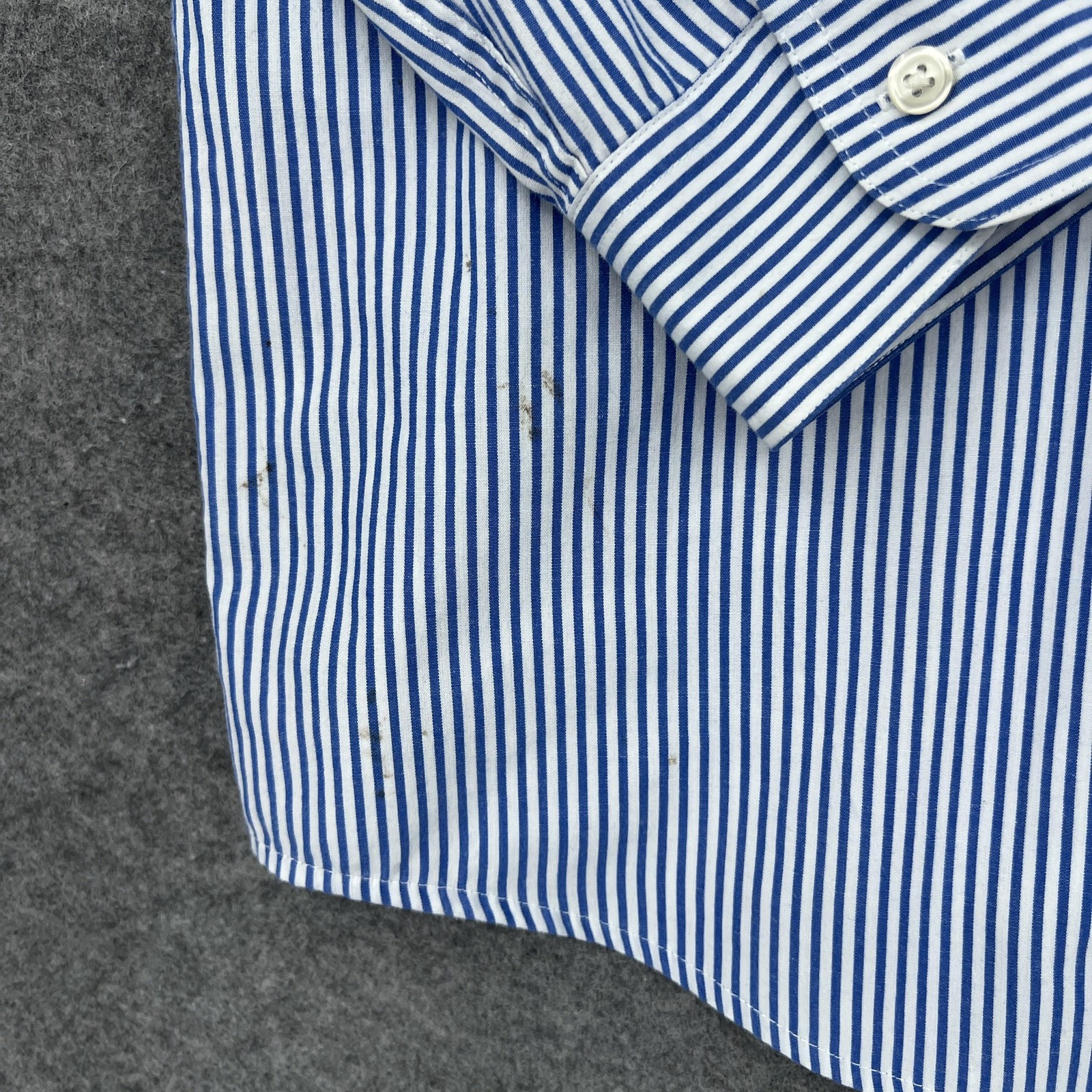 Chaps Button Down Shirt Mens XL Blue Striped Long Sleeve Embroidered Pocket