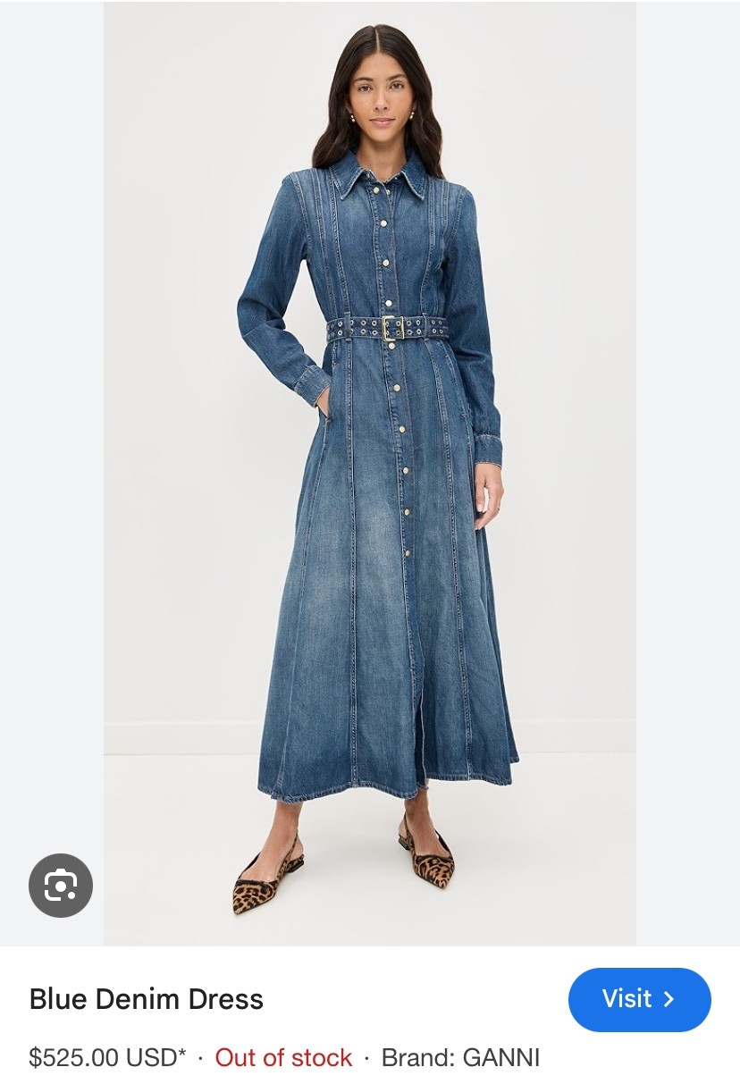 GANNI summer ’25 blue denim corseted maxi flare dress size 36 perfect condition