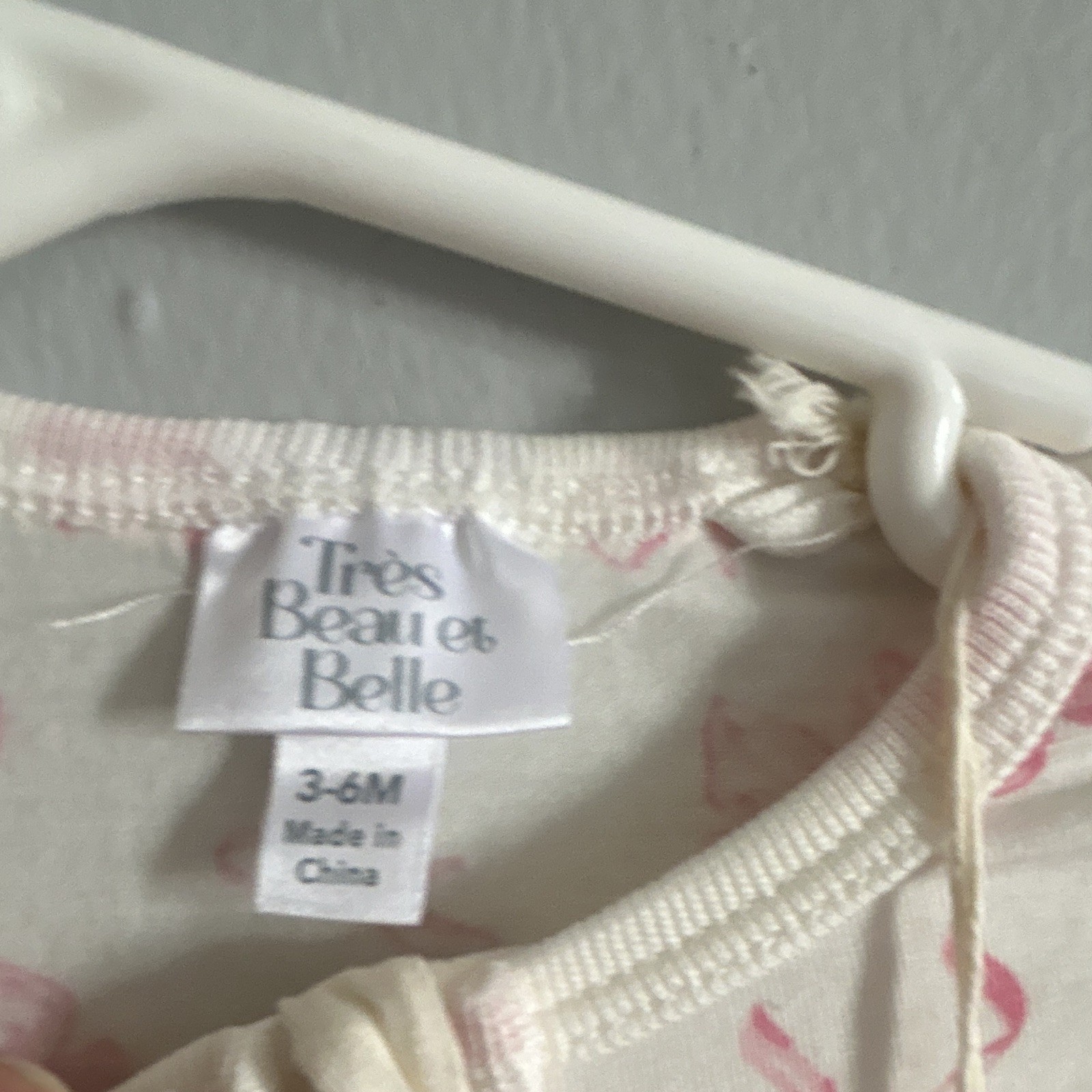 Tres Beau et Belle Modal Footed Zip One-Piece Coverall 3-6M White Pink Bow