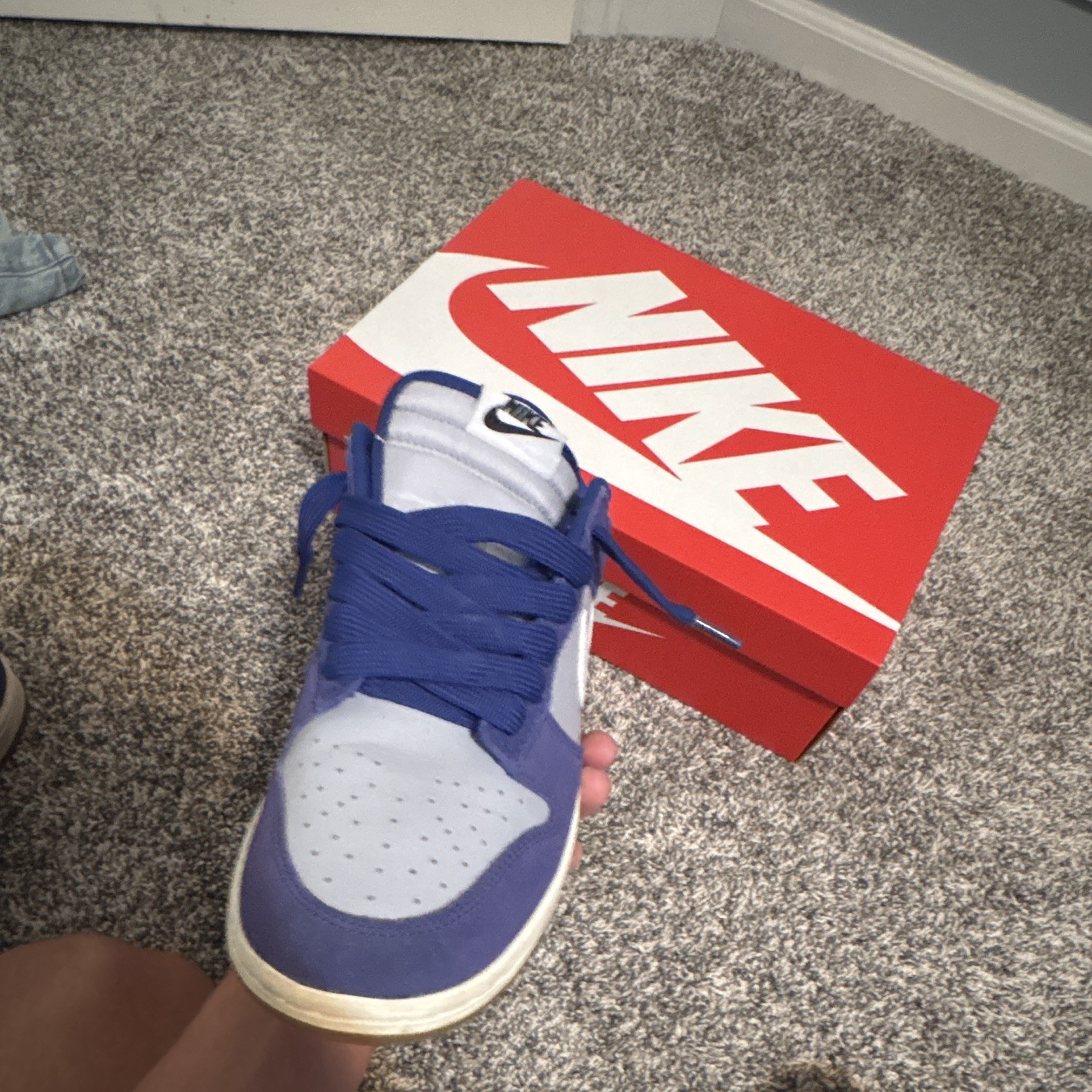 Nike Dunk Men’s Blue/Gray/White Colorblock Low Top Lace-Up Sneakers Gum