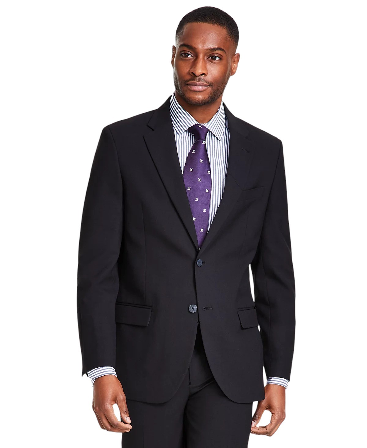 Nautica Mens Modern fit 2 Piece Suit 42 L Pants 36 / 34 Black Solid