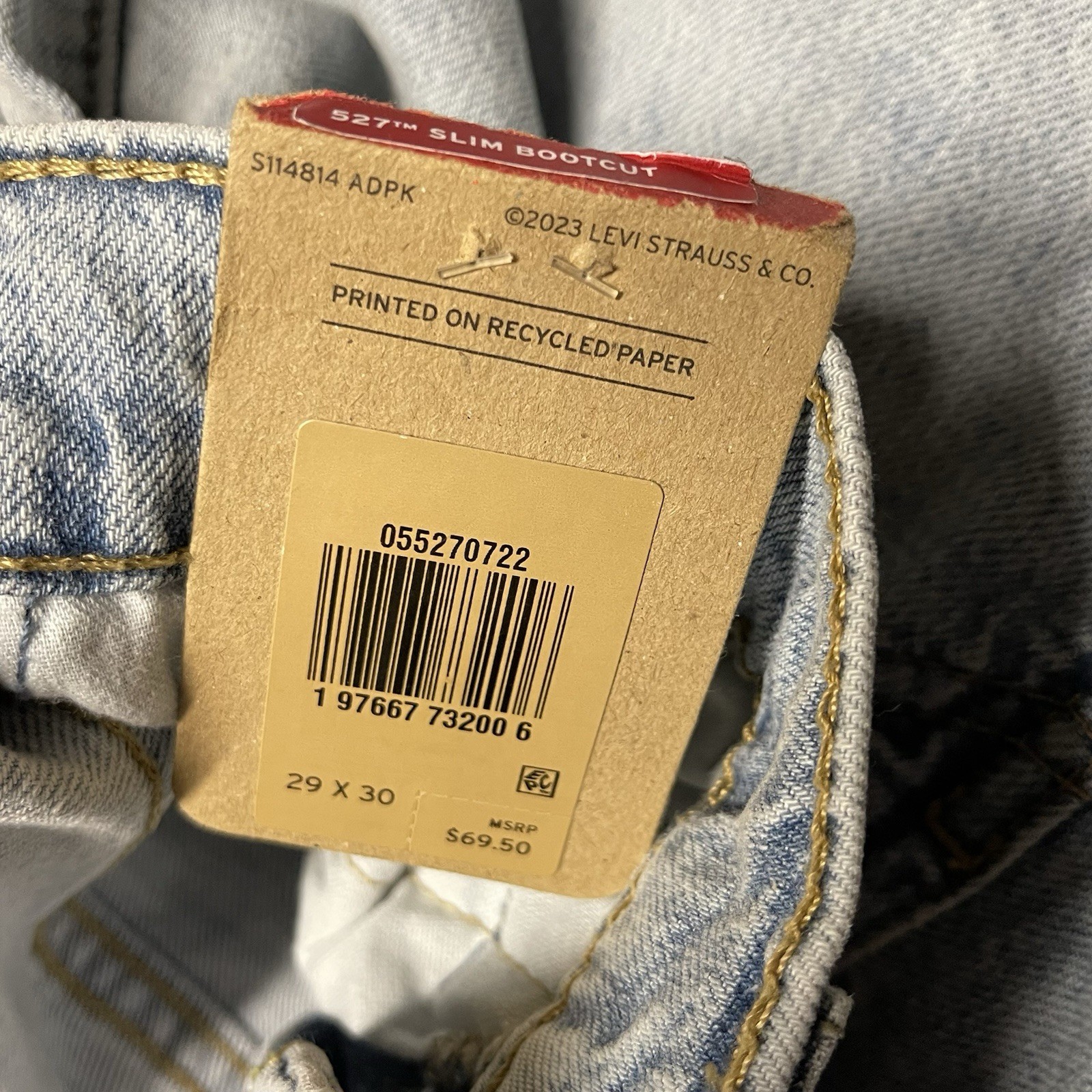 Levi’s 527 Slim Bootcut Jeans Men’s 29×30 Light Wash Stretch 055270722 NEW