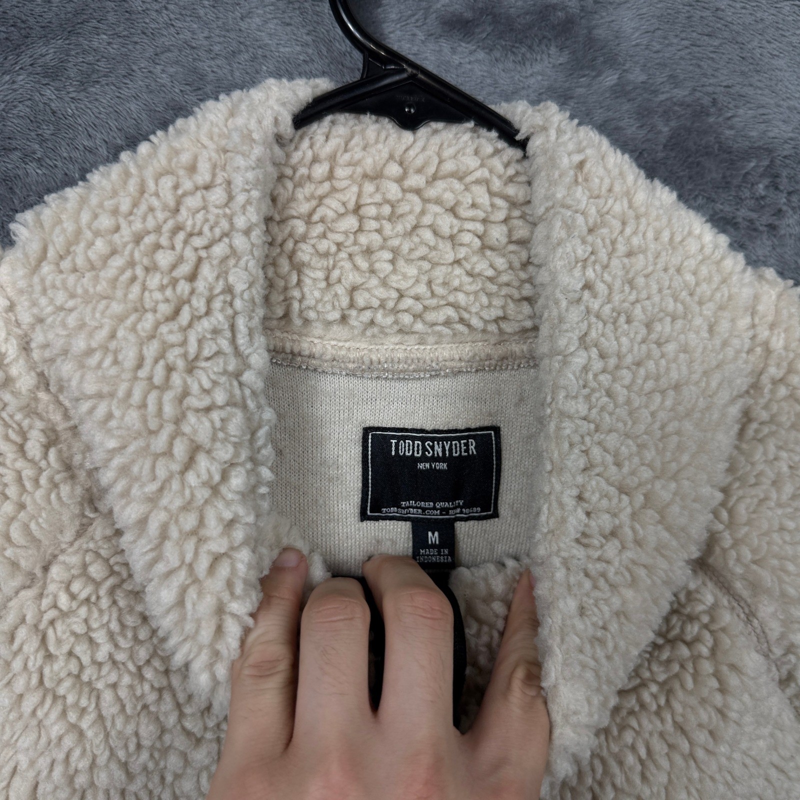 Todd Snyder Sherpa Fleece Pullover Mens Medium Tan Cream Excellent Colorblock