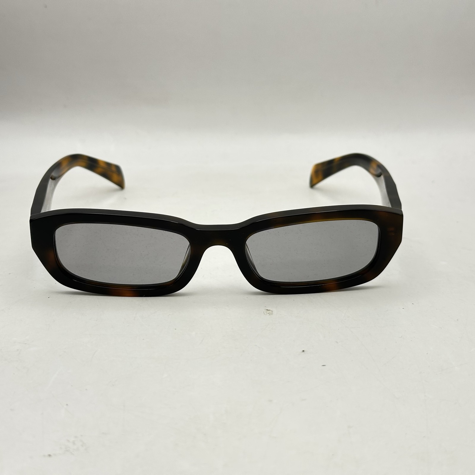 Prada Unisex Narrow Rectangle Thick Sunglasses SPRB06S Juniper Tortoise/Gray