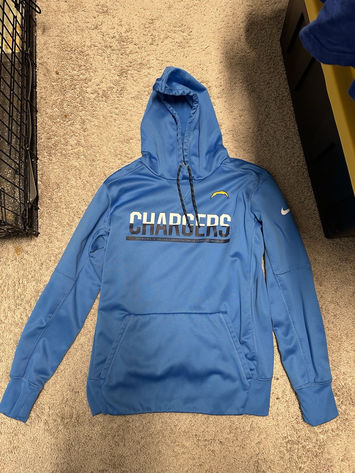 Nike LA Chargers Blue Fleece Pullover Hoodie Mens M Pockets Graphic Logo