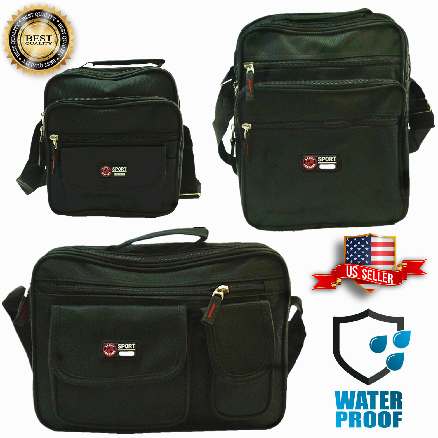 Black Waterproof Business Crossbody Briefcase Messenger Shoulder Satchel Bag