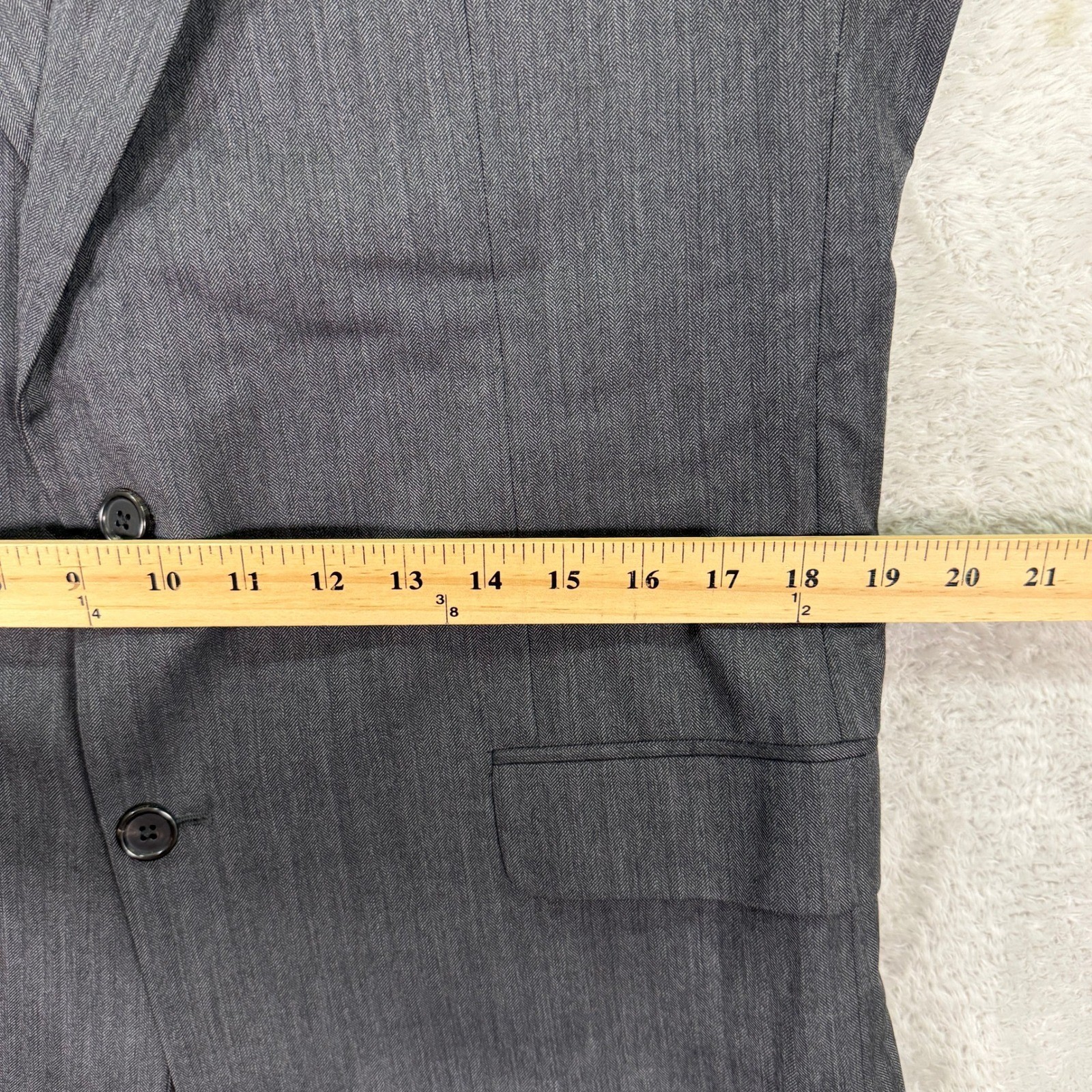 Hickey Freeman Men 40XL Slim Fit Madison Suit Grey Herringbone Wool 34×32 USA