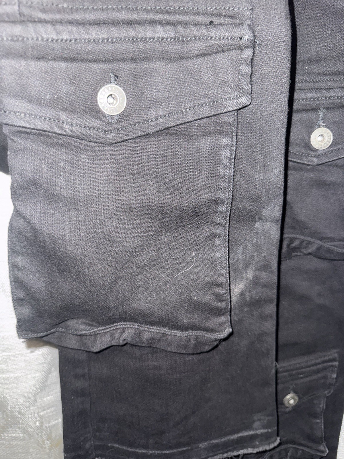 Valabasas Black Cargo Jeans Size 34 | Multi Pocket Designer Denim | Frayed Hem