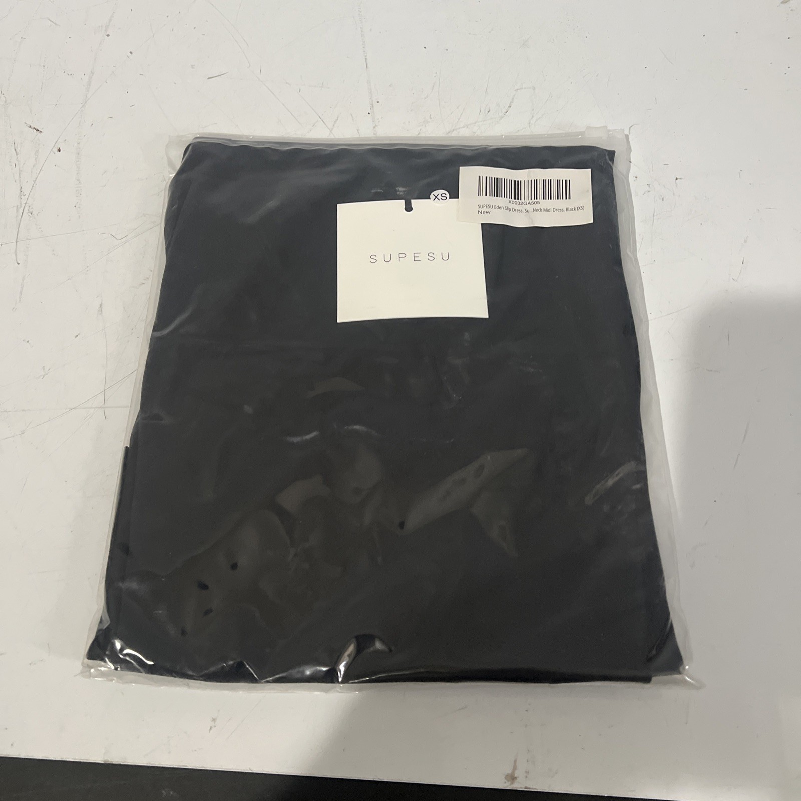 NWT Supesu Eden Black Satin Slip Dress Spaghetti Straps side slits Extra Small