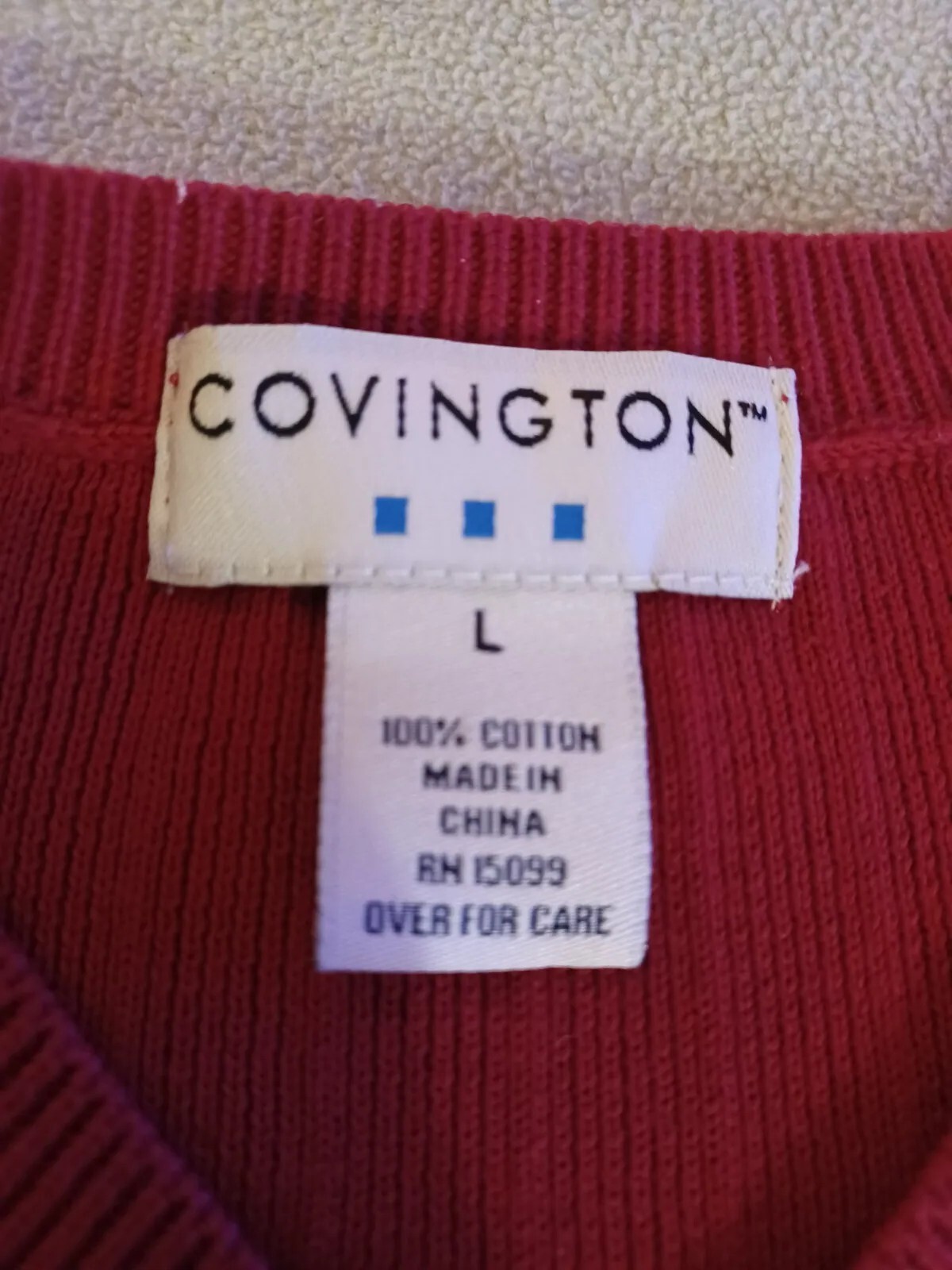 Covington mens vneck cotton red short sleeve ribbed sweater size large