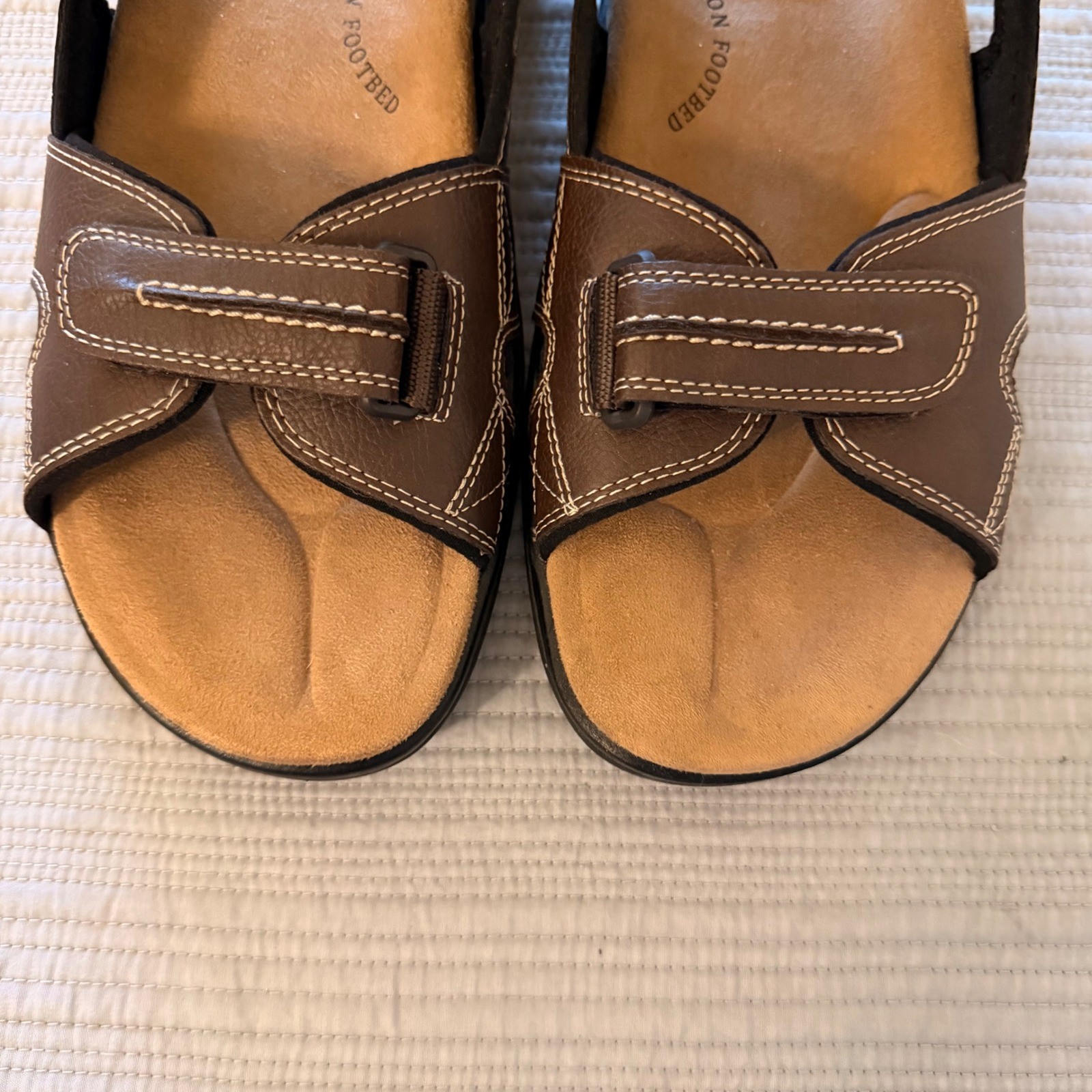 NEW Dockers Mens Dark Brown Memory Foam Fusion Footbed Sandals 90-21389 Size 12M