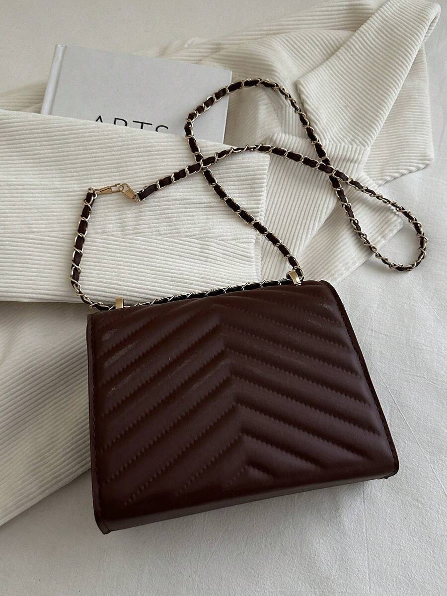 Mini Chevron Flap Square Bag Women Chain Crossbody Adjustable Shoulder Purse
