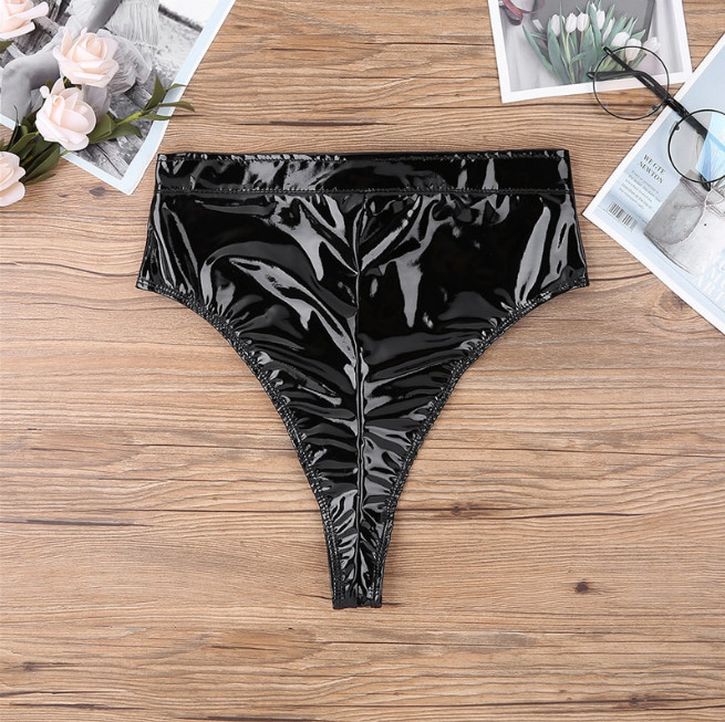 PVC Faux Leather High-Waisted Front Zip Up Booty Shorts Hot Pants Belt Underwear