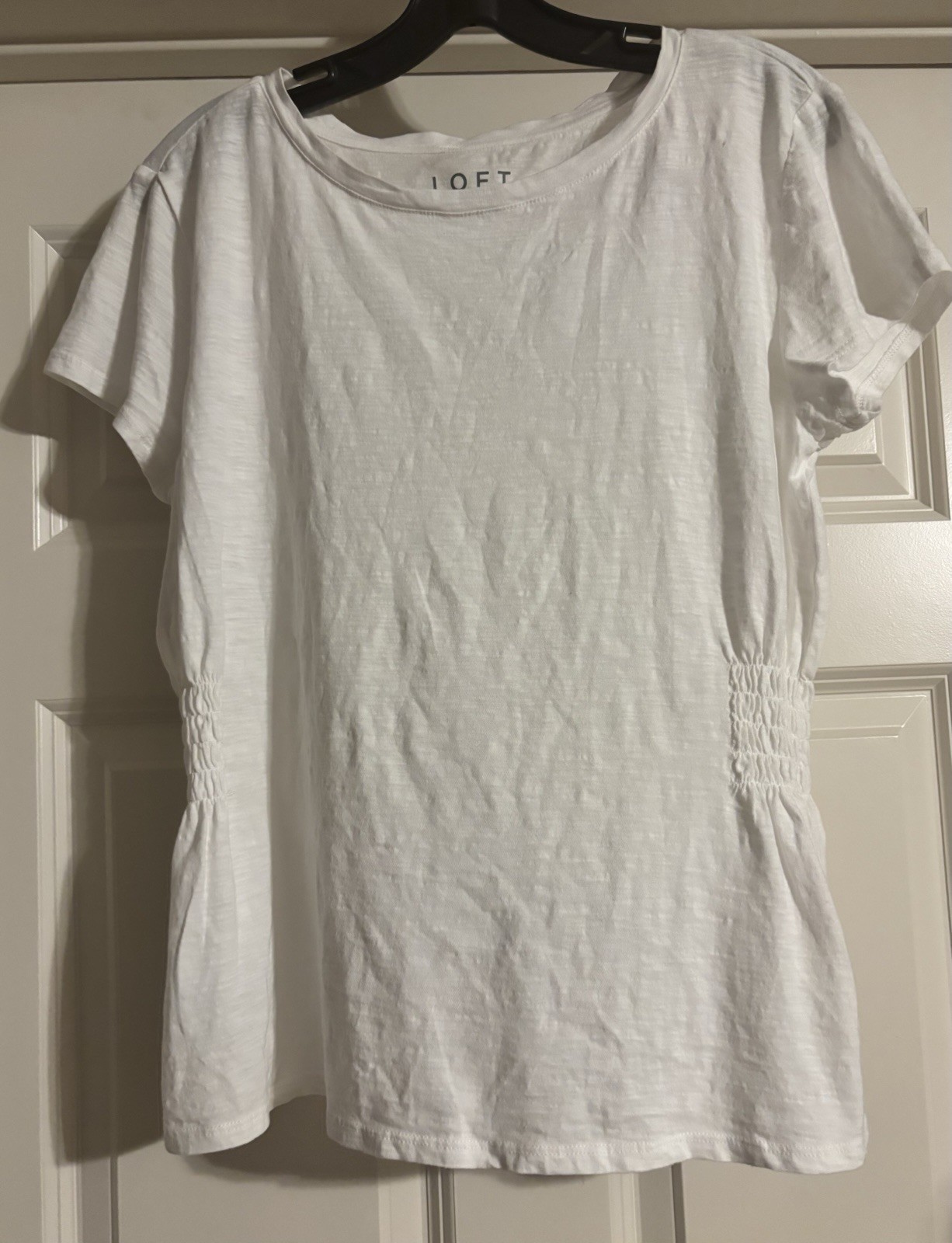 NWT LOFT Scandi Minimal Old Money Shirred Sides Fitted Quiet Luxury Size M