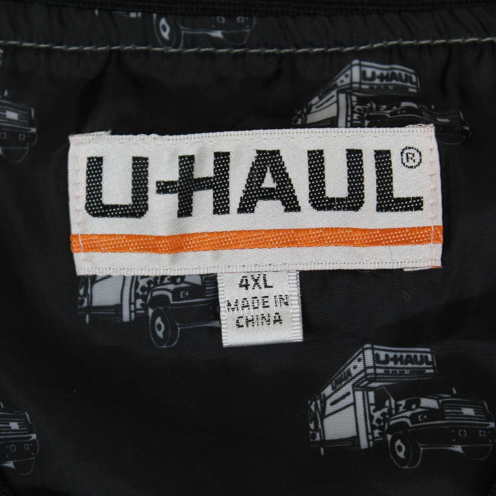 U-Haul Jacket Mens 4XL Black Gray Windbreaker Full Zip Reflective Lined Workwear