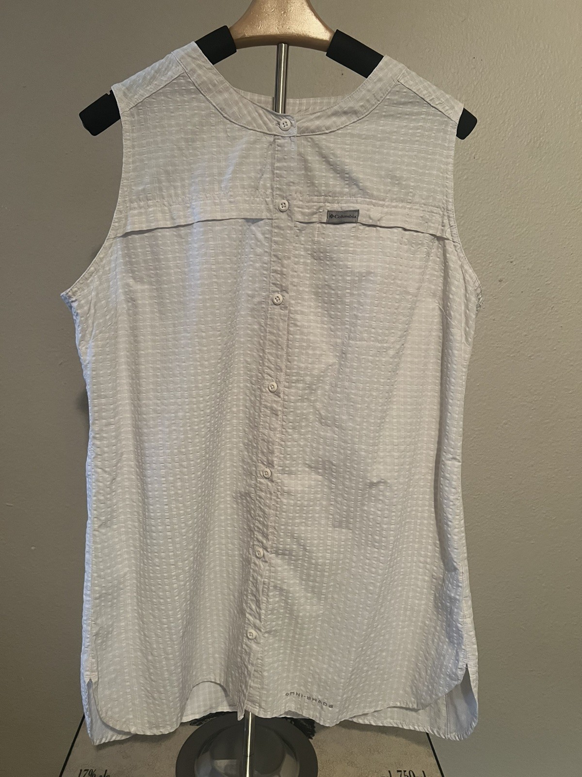 Columbia Women’s Golf Outdoor Top Button Blouse Gray Sleeveless UPF Size Large