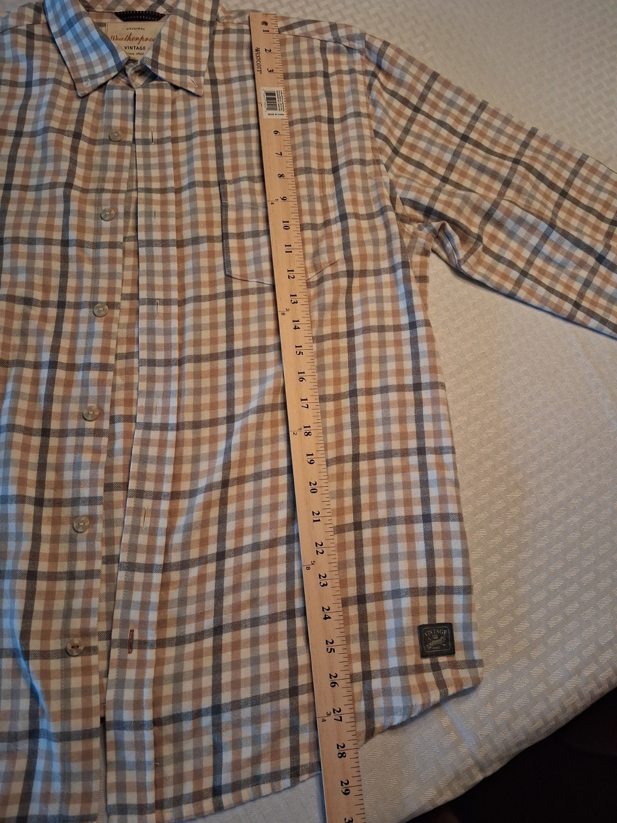 Weatherproof Vintage Men’s Plaid Long Sleeve Button-Front Shirt Pockets Point