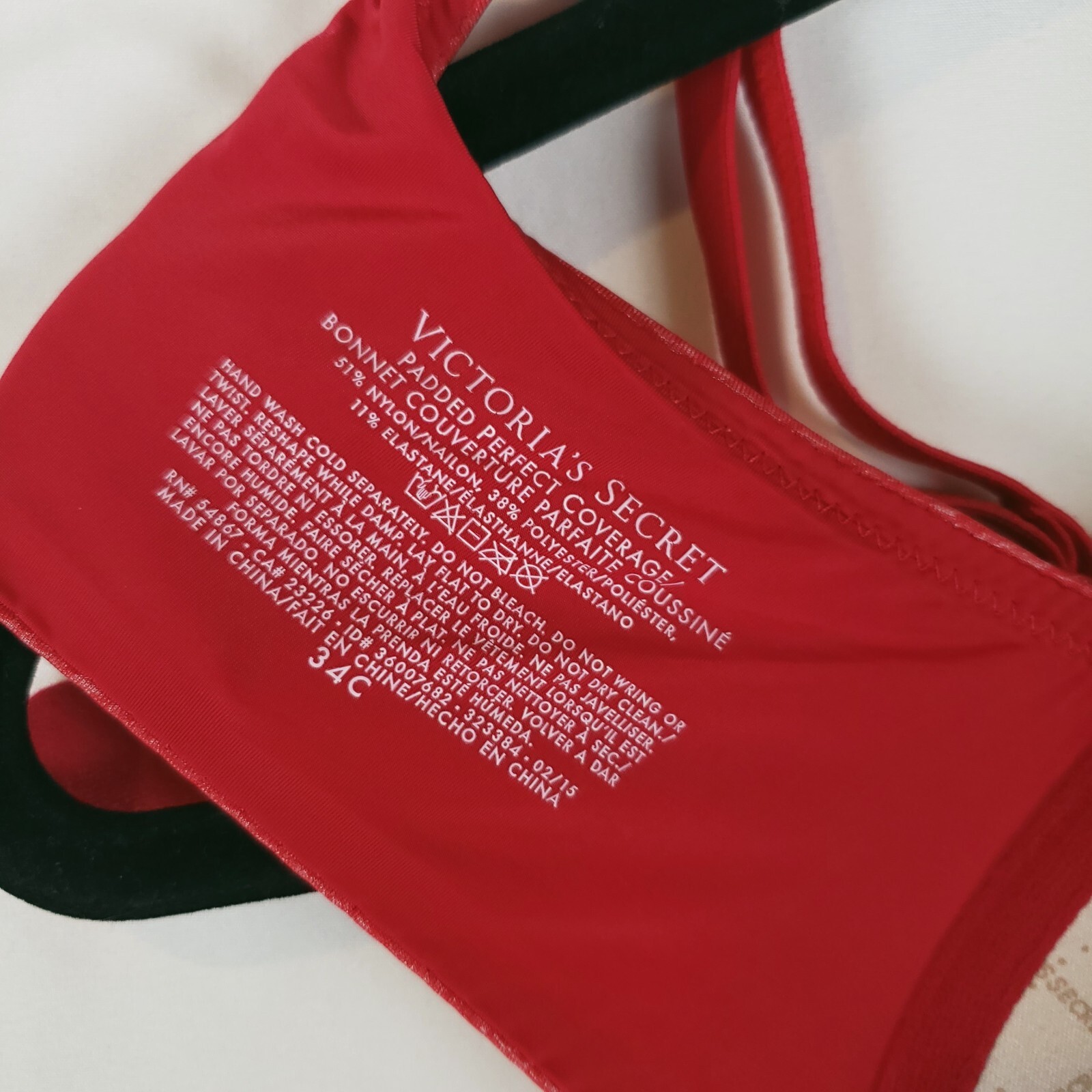 Victoria Secret Bra 34C Padded Perfect Coverage Underwire Multiway Straps Red