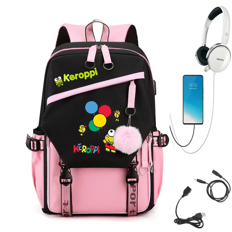 Kerokero/Keroppi/frog Backpack Rucksack School Bags USB Charging Backpack