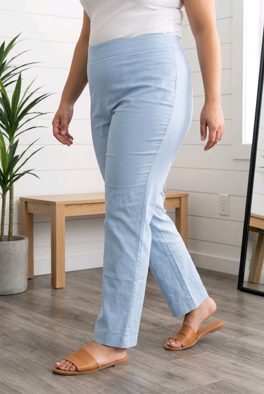 Counterparts Women’s Straight Leg Pull On Trousers Size XL Powder Blue Hi Rise
