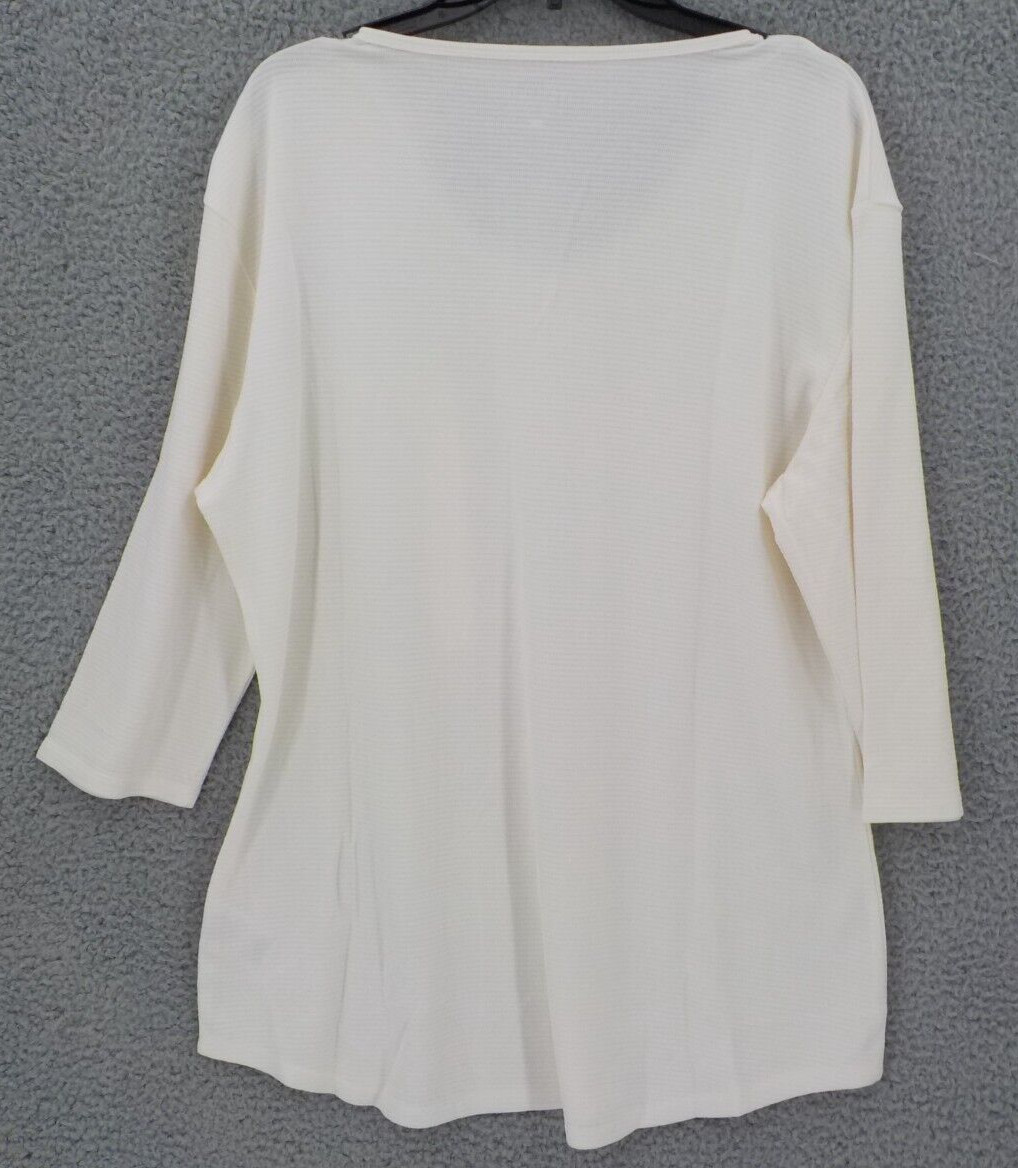 Seg’ments Essentials For Women Shirt SZ XXL White 3/4 Sleeve V-Neck Blouse Top