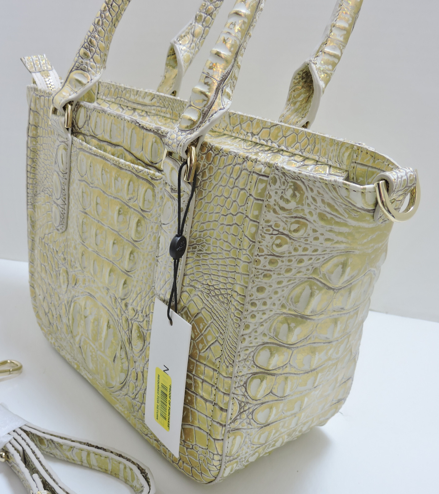 Brahmin Small Ashlee Hologram Gold Melbourne Leathe Satchel Veronica Wallet NWT